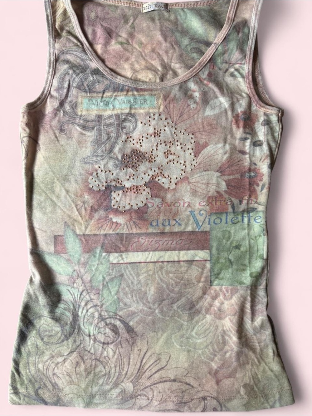 Vintage y2k Rhinestone Xcit USA Graphic Tank Top ⚜️🌸 - Picture 3 of 8
